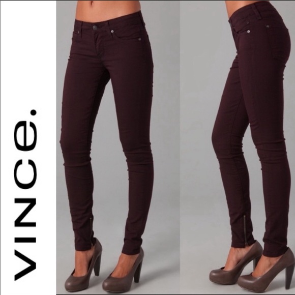 Vince | Zip Leg Skinny Jeans Dark Raisin Jeggings - Picture 10 of 11